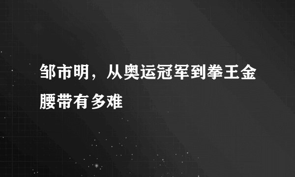 邹市明，从奥运冠军到拳王金腰带有多难