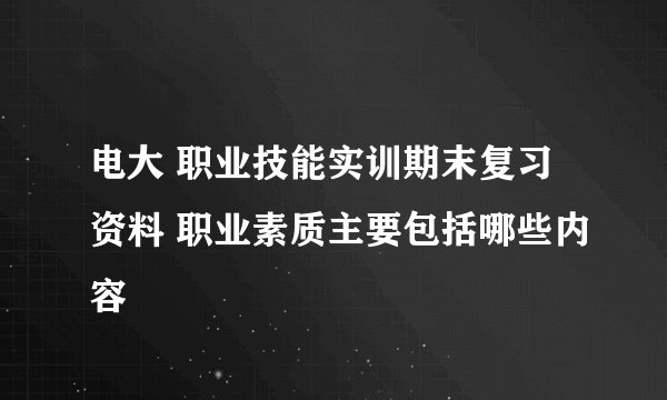 电大 职业技能实训期末复习资料 职业素质主要包括哪些内容