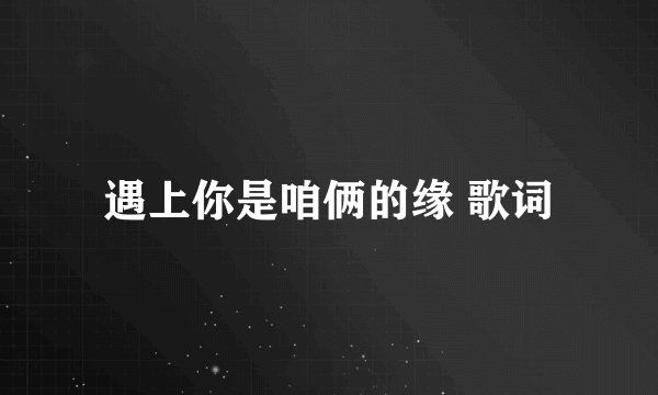 遇上你是咱俩的缘 歌词