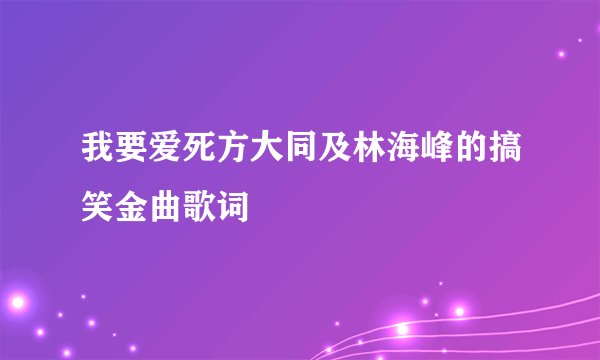 我要爱死方大同及林海峰的搞笑金曲歌词