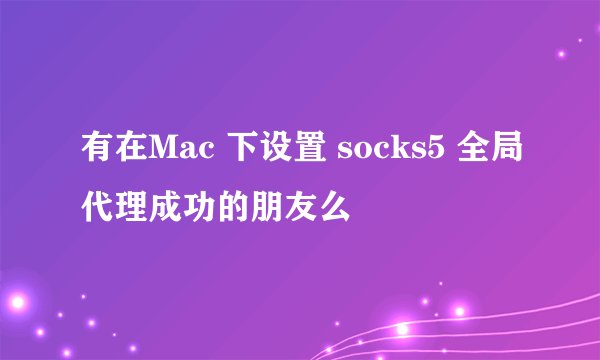 有在Mac 下设置 socks5 全局代理成功的朋友么