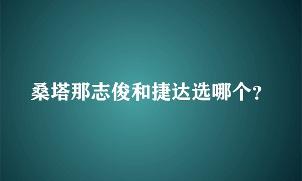 桑塔那志俊和捷达选哪个？