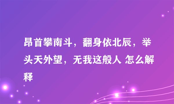 昂首攀南斗，翻身依北辰，举头天外望，无我这般人 怎么解释