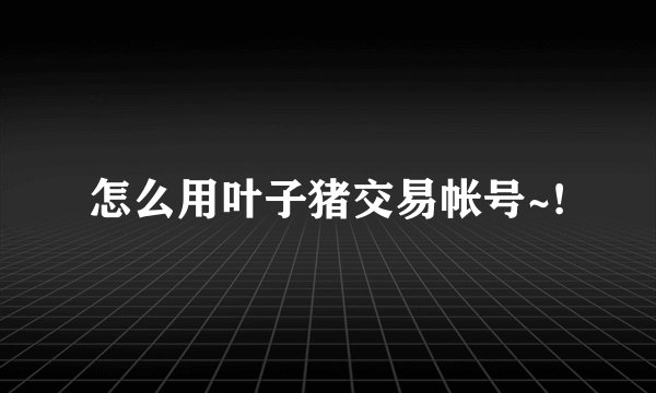 怎么用叶子猪交易帐号~!