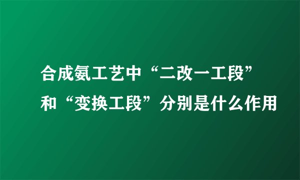 合成氨工艺中“二改一工段”和“变换工段”分别是什么作用