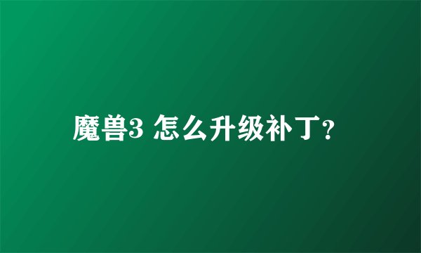 魔兽3 怎么升级补丁？