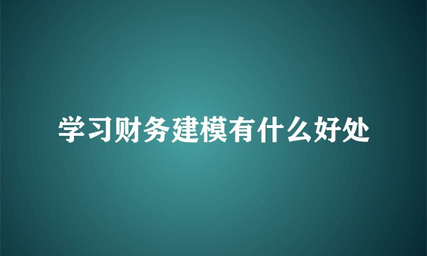 学习财务建模有什么好处