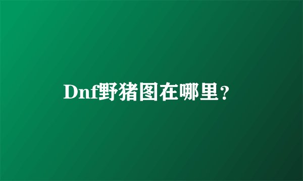 Dnf野猪图在哪里？