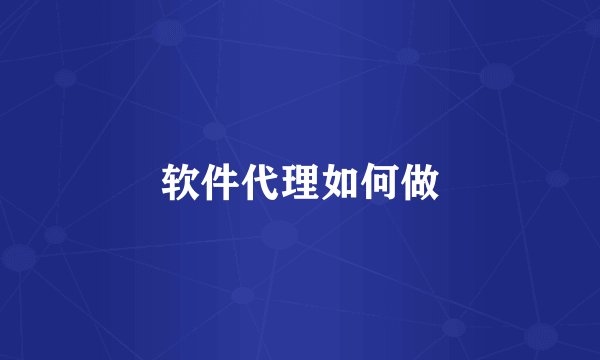 软件代理如何做