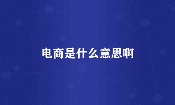 电商是什么意思啊