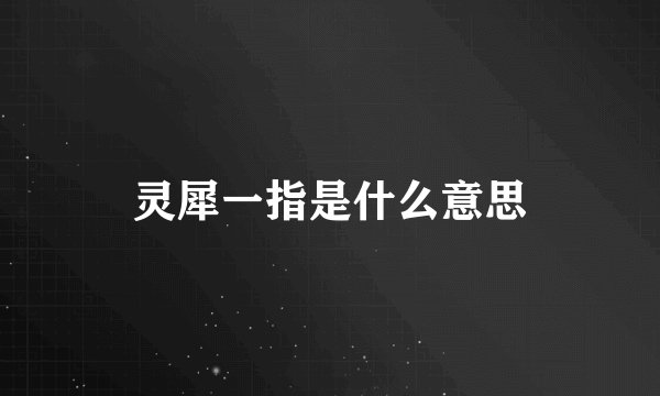 灵犀一指是什么意思