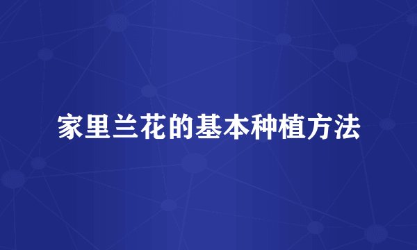家里兰花的基本种植方法