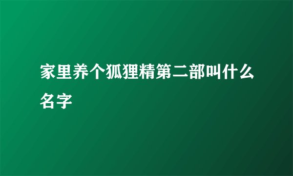 家里养个狐狸精第二部叫什么名字