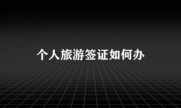 个人旅游签证如何办