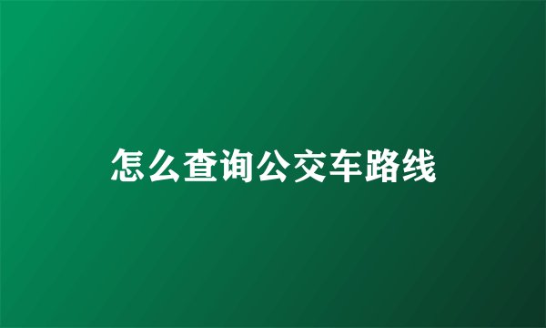 怎么查询公交车路线
