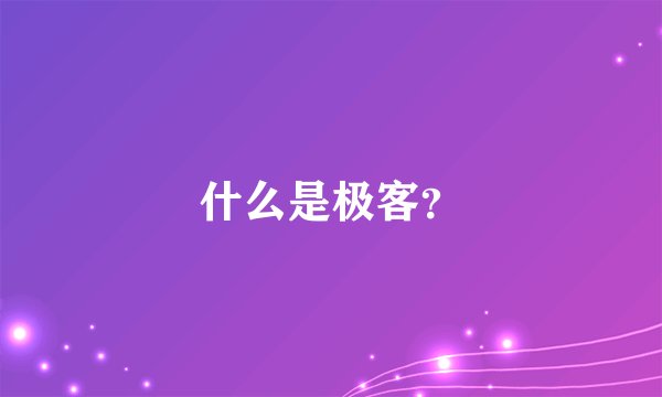 什么是极客？