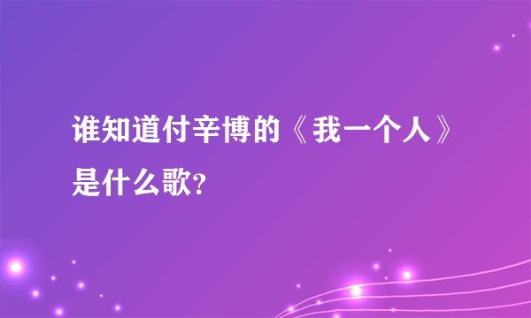 谁知道付辛博的《我一个人》是什么歌？
