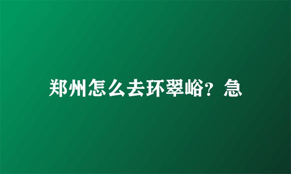 郑州怎么去环翠峪？急