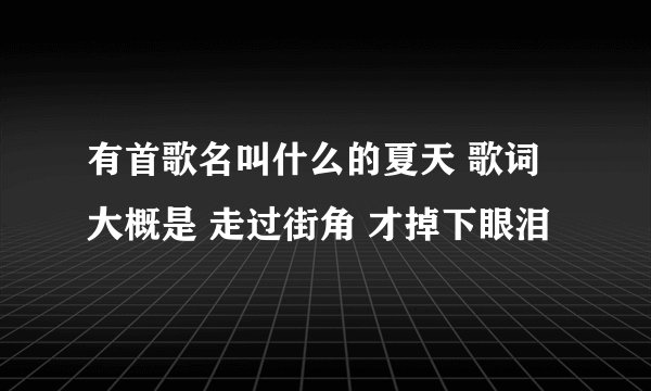 有首歌名叫什么的夏天 歌词大概是 走过街角 才掉下眼泪