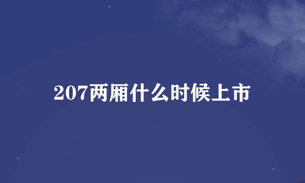 207两厢什么时候上市