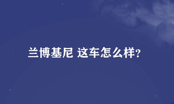 兰博基尼 这车怎么样？