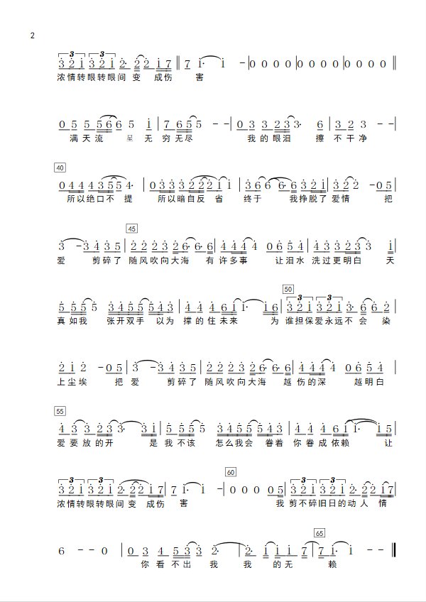 谁有<剪爱>的简谱,张惠妹版本的,提供一下,谢谢啦
