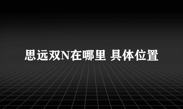 思远双N在哪里 具体位置