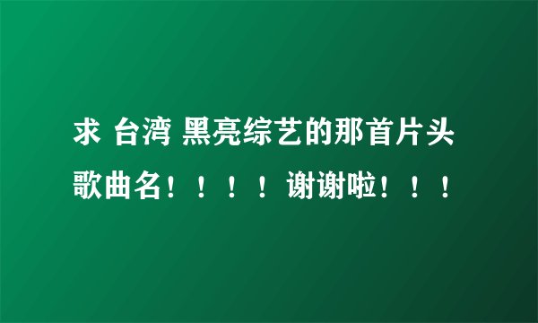 求 台湾 黑亮综艺的那首片头歌曲名！！！！谢谢啦！！！