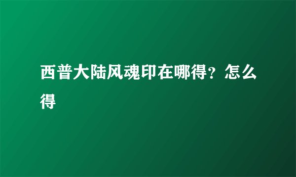 西普大陆风魂印在哪得？怎么得