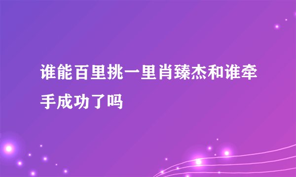 谁能百里挑一里肖臻杰和谁牵手成功了吗