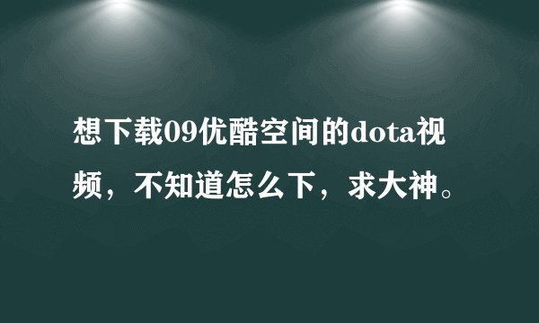 想下载09优酷空间的dota视频，不知道怎么下，求大神。