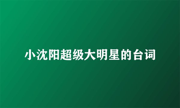 小沈阳超级大明星的台词