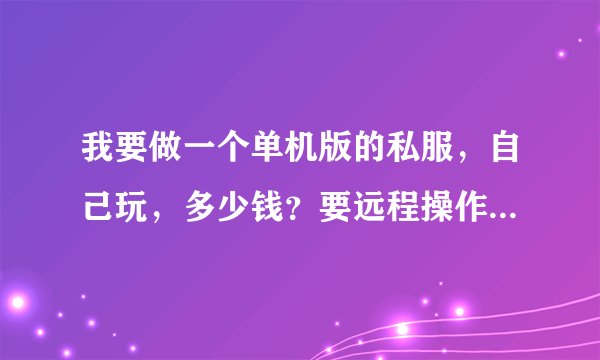 我要做一个单机版的私服，自己玩，多少钱？要远程操作的，我不懂架构
