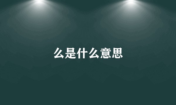 么是什么意思
