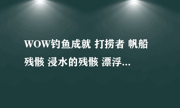 WOW钓鱼成就 打捞者 帆船残骸 浸水的残骸 漂浮的残骸 各在哪？