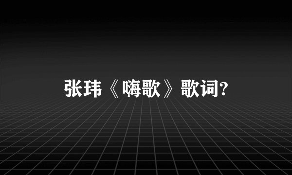张玮《嗨歌》歌词?