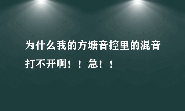 为什么我的方塘音控里的混音打不开啊！！急！！