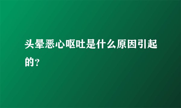 头晕恶心呕吐是什么原因引起的？