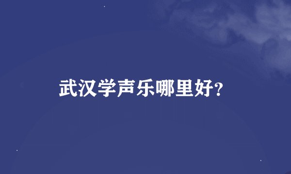 武汉学声乐哪里好？
