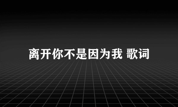 离开你不是因为我 歌词