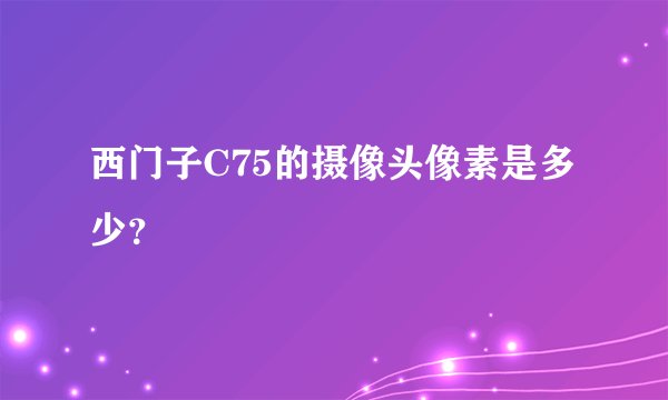 西门子C75的摄像头像素是多少？