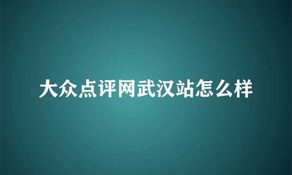 大众点评网武汉站怎么样