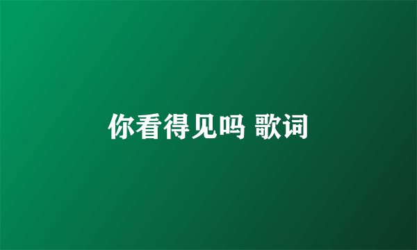 你看得见吗 歌词