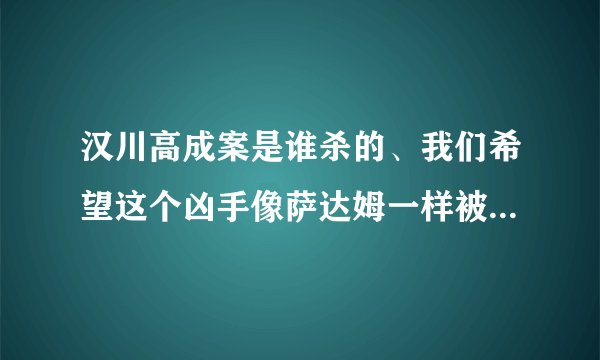 汉川高成案是谁杀的、我们希望这个凶手像萨达姆一样被吊死。。。。。。。。。。。。。。