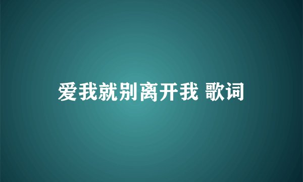 爱我就别离开我 歌词
