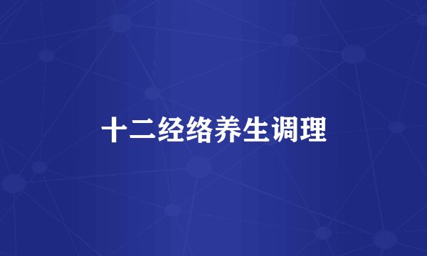 十二经络养生调理