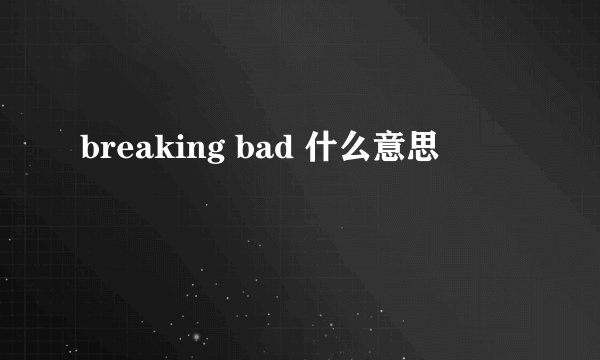 breaking bad 什么意思