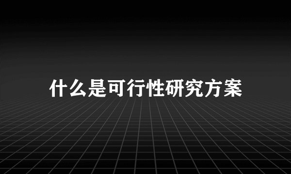 什么是可行性研究方案