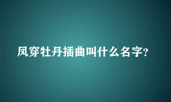 凤穿牡丹插曲叫什么名字？