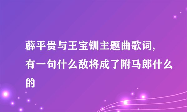 薜平贵与王宝钏主题曲歌词,有一句什么敌将成了附马郎什么的